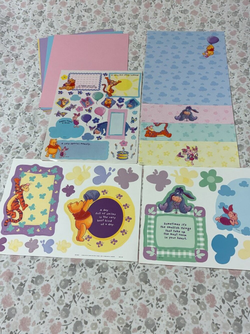 Winnie the Pooh themed set: 8 Cardstock , 1 Sticker Page, 2 punch-out Pages